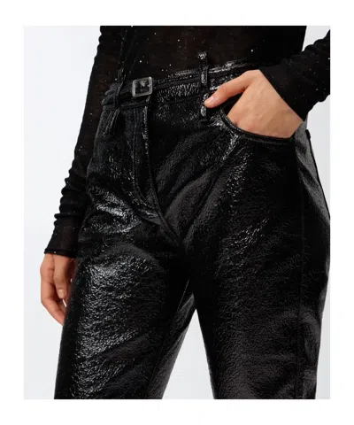 Pinko Rocio Trousers With Shiny Finish And Belt Loops In Black