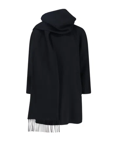 Balenciaga Casual Jacket With Scarf And Pockets In Black