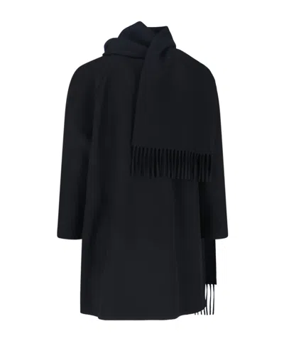 Balenciaga Casual Jacket With Scarf And Pockets In Black