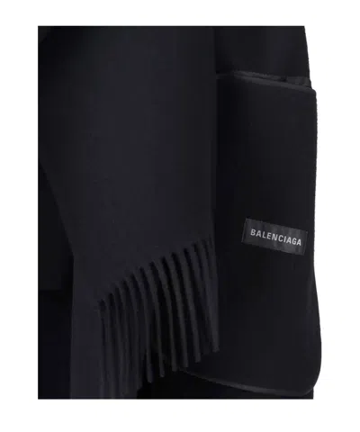 Balenciaga Casual Jacket With Scarf And Pockets In Black