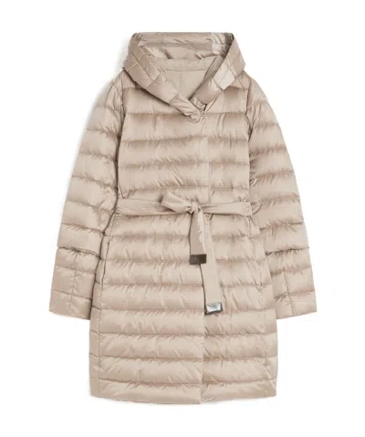 Max Mara Reversible Down Jacket In Water-repellent Satin In Neutral