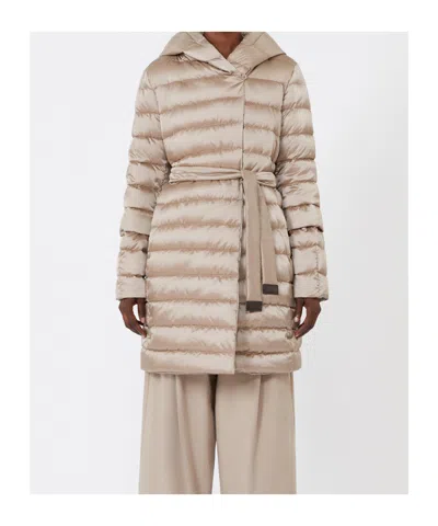 Max Mara Reversible Down Jacket In Water-repellent Satin In Neutral