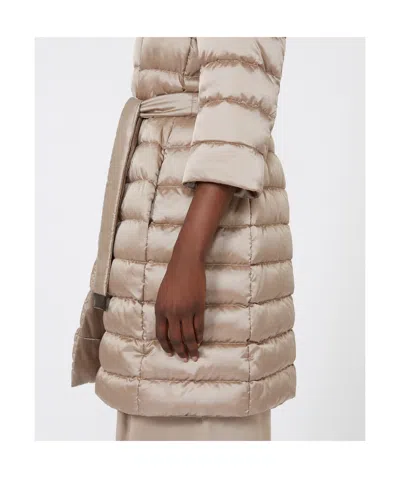 Max Mara Reversible Down Jacket In Water-repellent Satin In Neutral