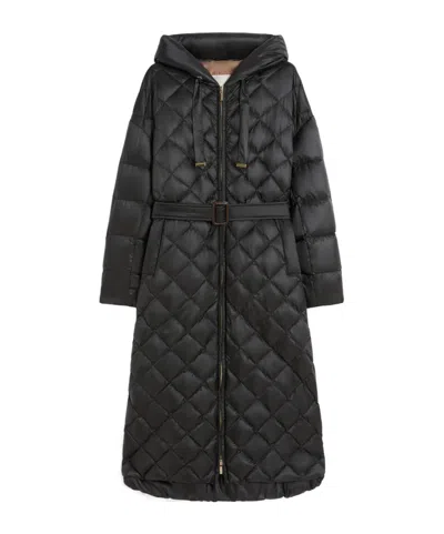 Max Mara Long Quilted Down Jacket In Water-repellent Fabric In Black
