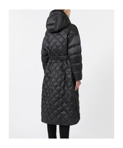 Max Mara Long Quilted Down Jacket In Water-repellent Fabric In Black