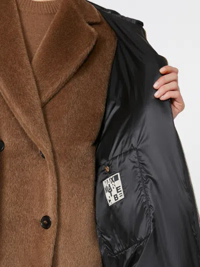 Max Mara Long Quilted Down Jacket In Water-repellent Fabric In Black