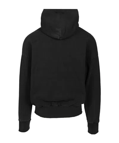 Fear Of God Black Vintage-effect Sweatshirt With Logo Print In Black
