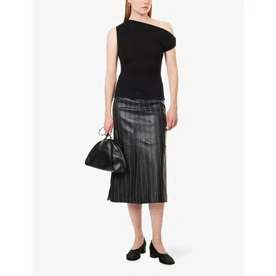 Reformation Womens Black Belle Asymmetric Jersey Top In Black