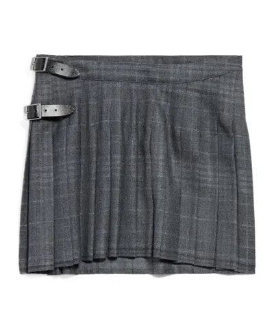 Balenciaga Grey Shadow-effect Tartan Mini Skirt In Gray