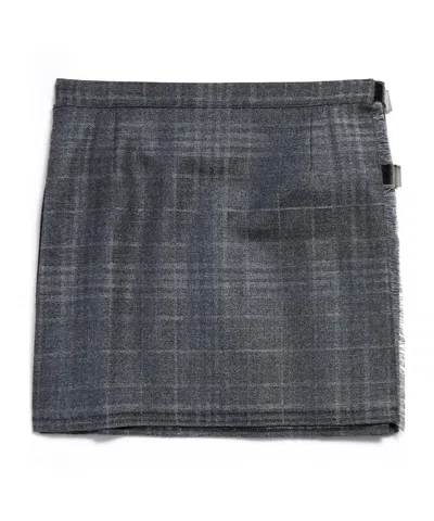 Balenciaga Grey Shadow-effect Tartan Mini Skirt In Gray
