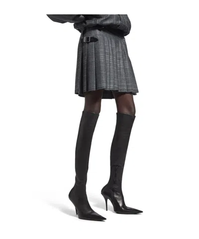 Balenciaga Grey Shadow-effect Tartan Mini Skirt In Gray