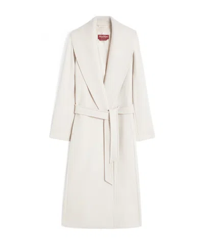 Max Mara Pure Virgin Wool Broadcloth Coat In White