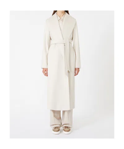 Max Mara Pure Virgin Wool Broadcloth Coat In White