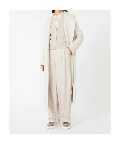 Max Mara Pure Virgin Wool Broadcloth Coat In White