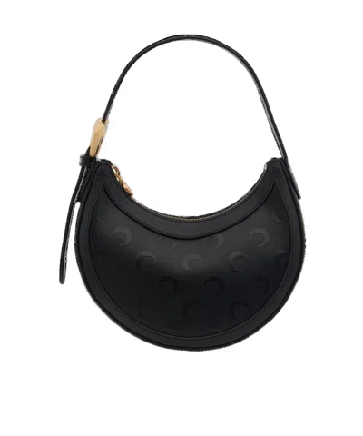 Marine Serre Mini Eclips Shoulder Bag With Embossed Pattern In Black