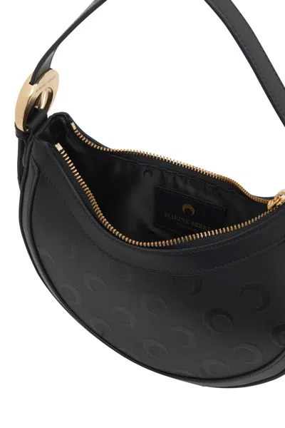 Marine Serre Mini Eclips Shoulder Bag With Embossed Pattern In Black