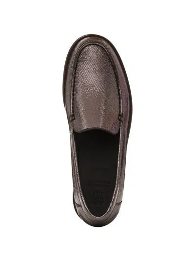 Brunello Cucinelli Metallic Finish Round Toe Loafers With Rubber Sole In Purple