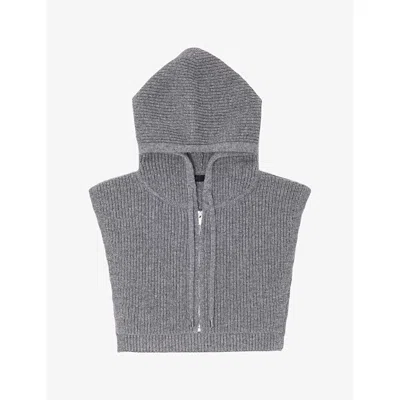 Maje Womens Grey Zip-up Wool And Cashmere Collar In Gray