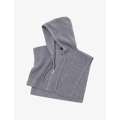 Maje Womens Grey Zip-up Wool And Cashmere Collar In Gray