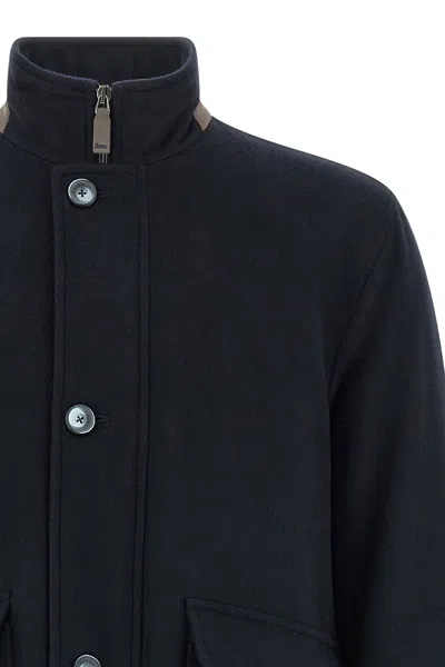 Herno High-neck Buttoned Jacket In Black