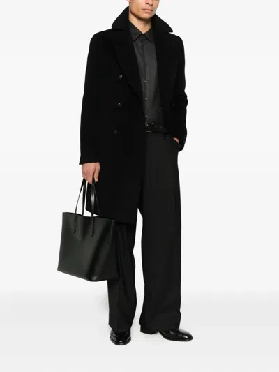 Tagliatore Double-breasted Coat In Black