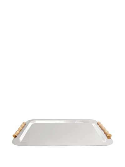 L'objet Large Bamboo Serving Tray (56cm X 42cm) In Silver