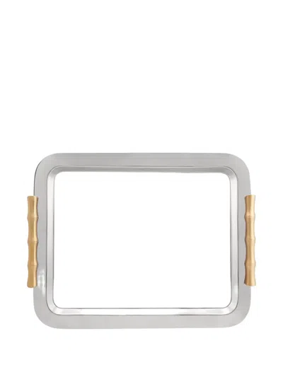 L'objet Large Bamboo Serving Tray (56cm X 42cm) In Silver