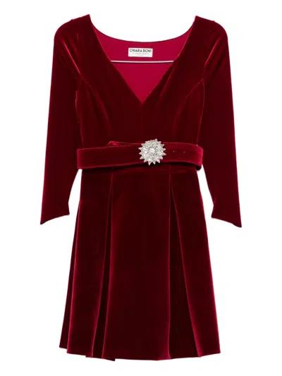 Chiara Boni La Petite Robe Embellished Belted Dress In Burgundy