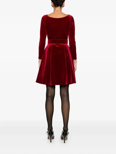 Chiara Boni La Petite Robe Embellished Belted Dress In Burgundy