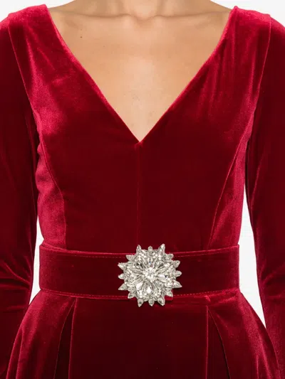 Chiara Boni La Petite Robe Embellished Belted Dress In Burgundy