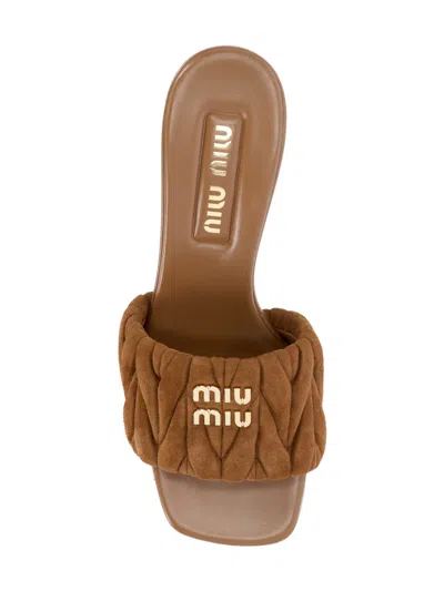 Miu Miu Quilted High-heeled Sandals In Brown