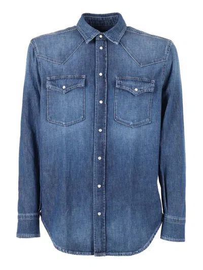 Dondup Western Denim Shirt In Blue