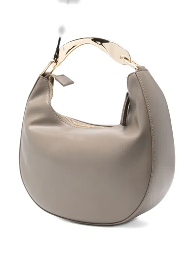 Twinset Structured Dove Grey Handbag With Minimalist Design In Brown