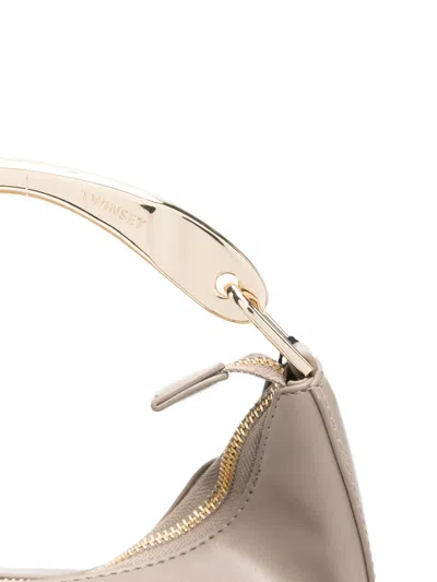 Twinset Structured Dove Grey Handbag With Minimalist Design In Brown
