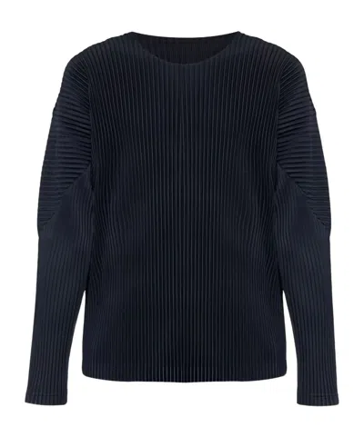 Issey Miyake Ns Navy Basics Long-sleeve Knit Top In Blue