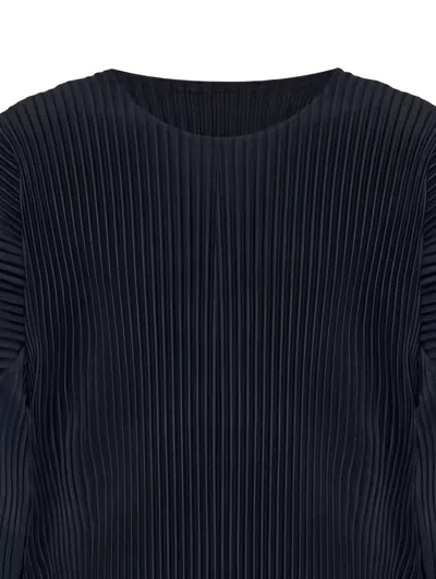 Issey Miyake Ns Navy Basics Long-sleeve Knit Top In Blue