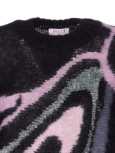 Pucci Embroidered Mohair Blend Oversize Sweater In Multi