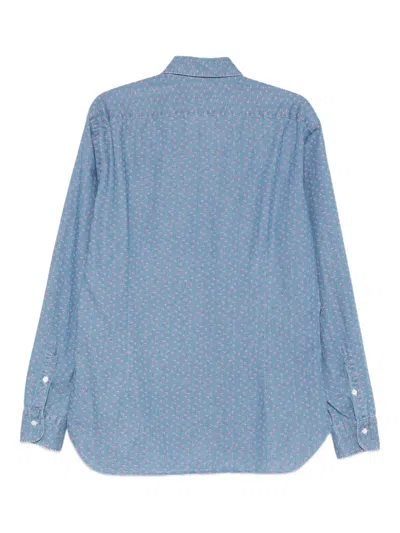 Barba Napoli Patterned Shirt In Blue
