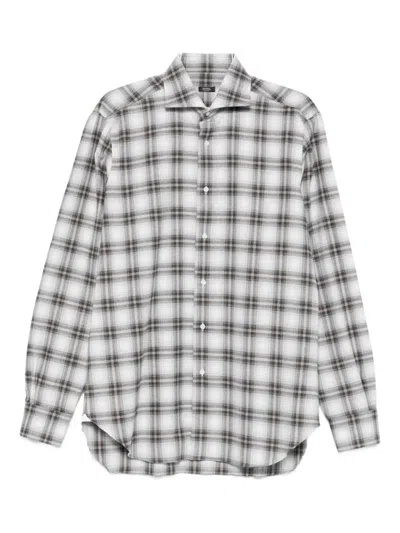 Barba Napoli Checked Shirt In Gray