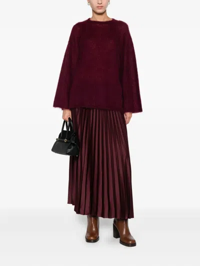 Marella Pontiac Pleat Skirt In Burgundy