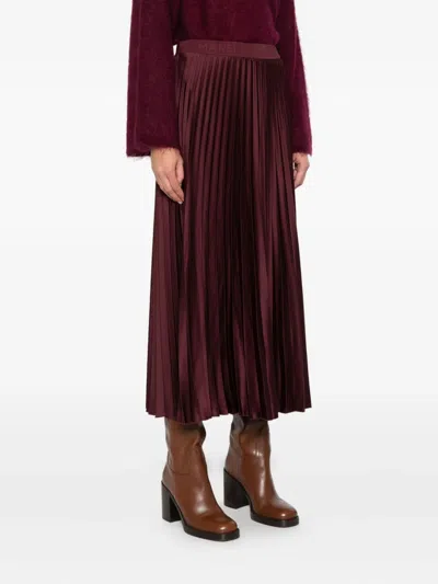 Marella Pontiac Pleat Skirt In Burgundy