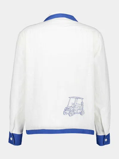Bode White Club Champion Long Sleeve Shirt