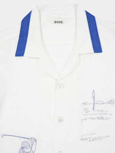 Bode White Club Champion Long Sleeve Shirt