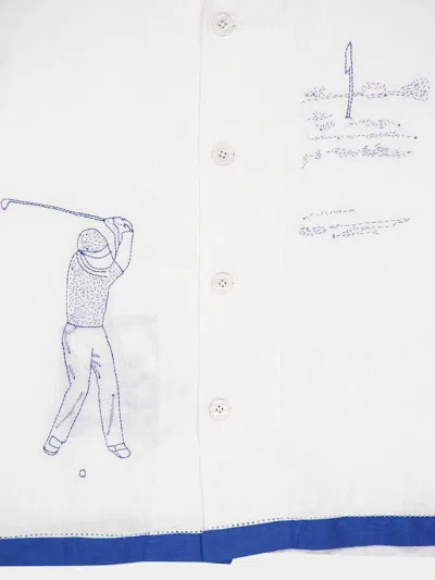 Bode White Club Champion Long Sleeve Shirt