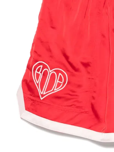 Bode Heart Deco Shorts In Red