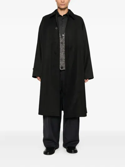 Studio Nicholson Oversized Black Wool Blend Coat In Black