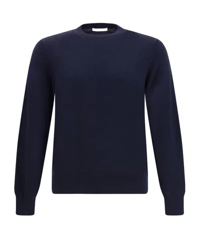 Cruciani Crew-neck Fine-knit Sweater In Blue