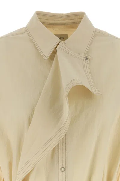 Lemaire Cotton Shirt Dress Featuring Belted Waist In Neutral
