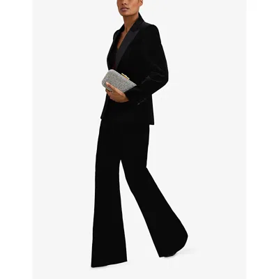 Reiss Petites Myrtle Single Breasted Velvet Jacket In Black