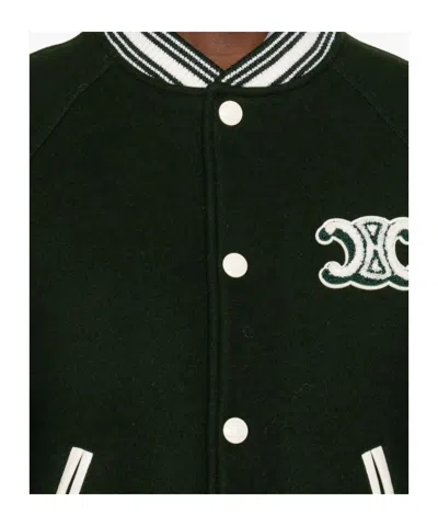 Celine Ribbed Collar Teddy Jacket With Side Pockets In Black